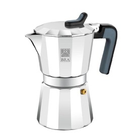 BRA Deluxe2 Espressokocher, Aluminium 6 tassen schwarz/edelstahl