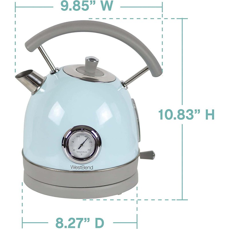 West Bend 1.7L Retro-Style Stainless Steel Electric Kettle 1500W Blue
