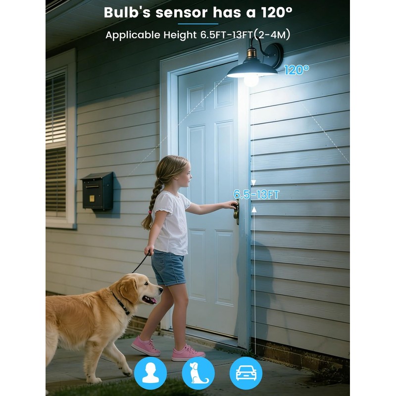 Motion Sensor Light Bulbs, 13W (100Watt Equivalent), Motion Activated Dusk