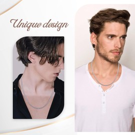 LOCCY Men Sturdy Snake Chain Necklace, 2/3/4mm Mens Snake Chain Stainless Steel Silver Black Round Snake Necklace for Men Women, 18" 20" 22" 24" 26" 28" Length (Silver-2mm, 18)