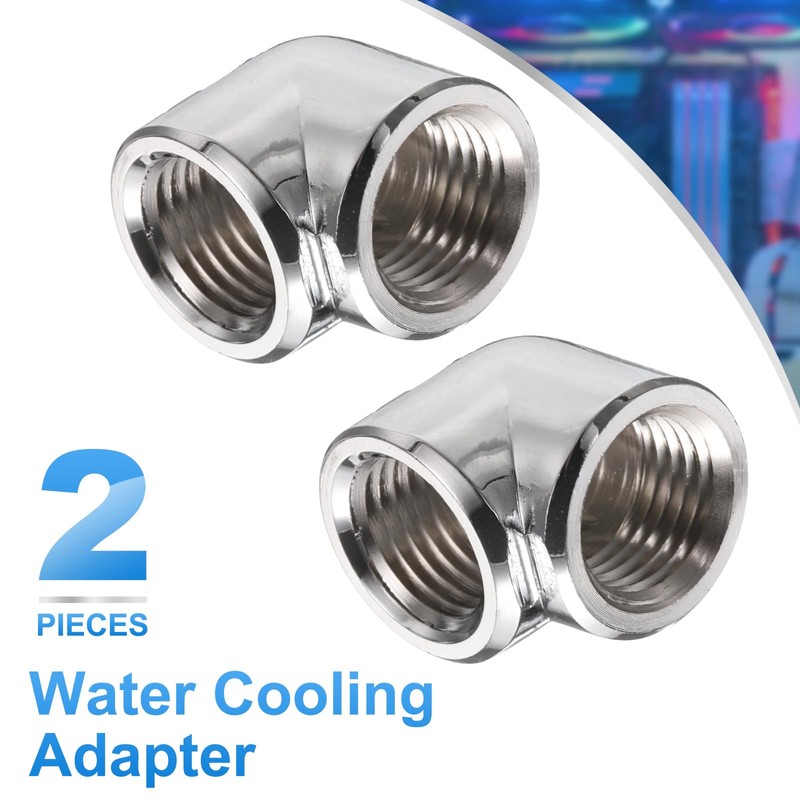 sourcing map 2pcs 90 Degree Elbow Water Cooling Adapter G1/4"