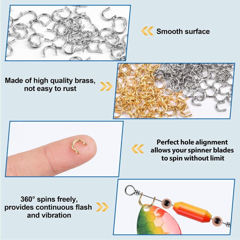 Fishing Clevis Easy Spin Spinner Clevis, 200pcs U-Shaped Brass Links