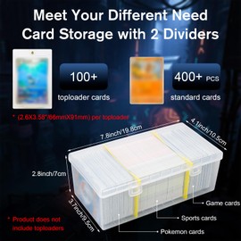 UNAOIWN 4 Pack Trading Card Storage Box, Card Deck Boxes with Dividers Hold 400+ Sport Cards or 100+ Toploader, TCG Card Storage Case for MTG, PTCG, YGO, CCG Collections Organizer