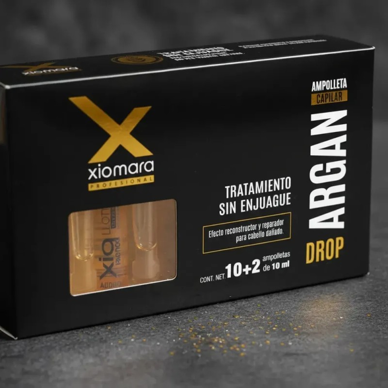Xiomara Argan Drop Ampolleta Efecto Reconstructor Capilar Sin Enjuague 12pzx10ml