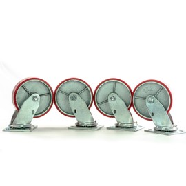6"x2" Swivel Casters Heavy Duty Polyurethane Wheel on Steel Hub Supports 4,800 lbs, 1,200 lb Each Wheel, Set of (4), Perfect for Tool Box, Furniture, Musician Instrument Cases