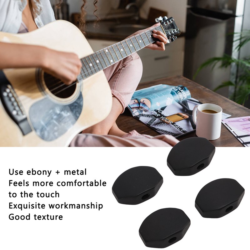 6Set Guitar Tuning Peg Buttons Ebony Metal Tuner Machine Head