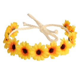 Hippie Costume Set- Flower Crown Headband Heart Sunglasses Adjustable Peace Sign Pendant Necklace 1960s Outfit Accessories