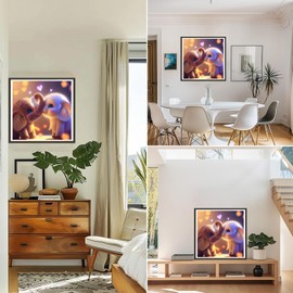 KEYIFA 5D Diamond Art Painting Kit, DIY Elephant Pattern Crystal Art Diamond Painting Pictures, Full Drill Canvas Photo Diamond Painting Kits for Adults, Home Wall Decor 30x30cm