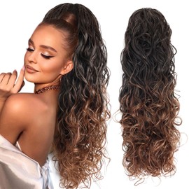 BEAUTY ON LINE Ponytail Extension - Long Curly Ponytail Extensions for Women Synthetic Drawstring Ponytail Hair Extensions 26 Inch Long Wavy Fake Ponytail Clip in Ponytail Extensions(mt1b/30#)