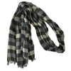 Men's Wool Scarf Summer Scarf Checked Crinkle Look Grey White
