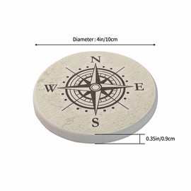 oFloral Compass Coasters for Drinks Pointer Direction Nautical Adventure Cups Place Mats for Home Decor Set of 2, 4 Inch