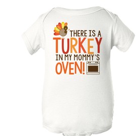 There is A Turkey in Mommy's Oven - Funny Pregnancy Kids Shirt (18 mos Tshirt) White