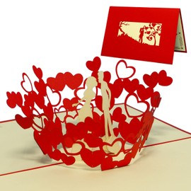 Lin pop up cards, wedding cards, wedding invitations, valentine cards, 3D cards, greeting cards, congratulations cards, love, wedding, kissing, couple