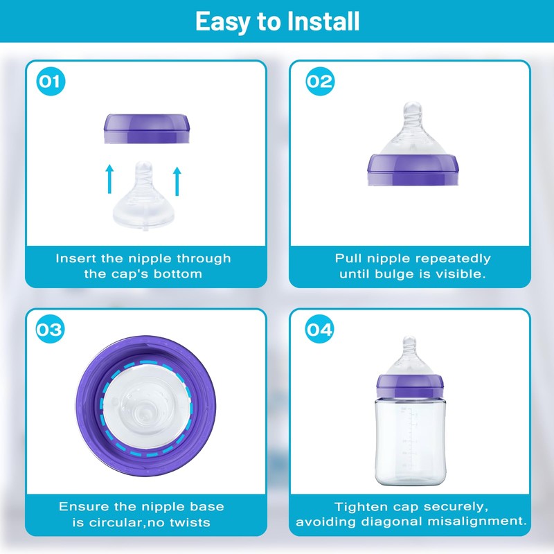 Silicone Nipples for Lansinoh Bottles, Anti-Colic Replacement Nipple for Baby
