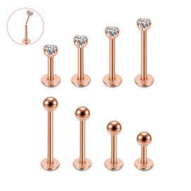 JSDDE Lip Piercing Stud Gold Threadless Insertion Labret Piercing Nose Piercing Stud Helix Tragus Piercing Medusa Ashley Piercing Lip Piercings Stud 6-12 mm, Stainless Steel, No Gemstone