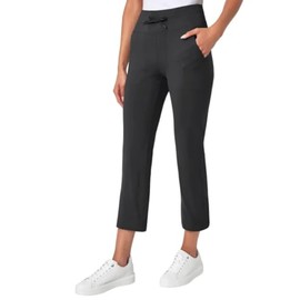 Mondetta Women's Moisture Wicking High Rise Drawstring Capri Pant (US, Alpha, Large, Regular, Regular, Black)