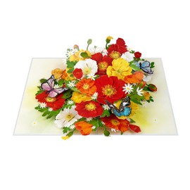 MeeSunnie Poppy Pop Up Card, 12 Birth Months, 3D Flower Bouquet for Birthday, Graduation, Boss, Love, Friend, Mom, Grandma, Daughter, Co-Worker (Poppy)