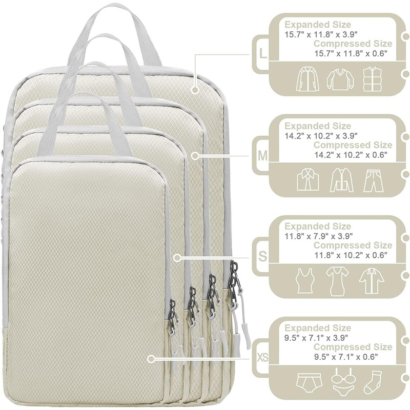 Compression Packing Cubes for Suitcases, Travel Essentials Expandable Travel Bags