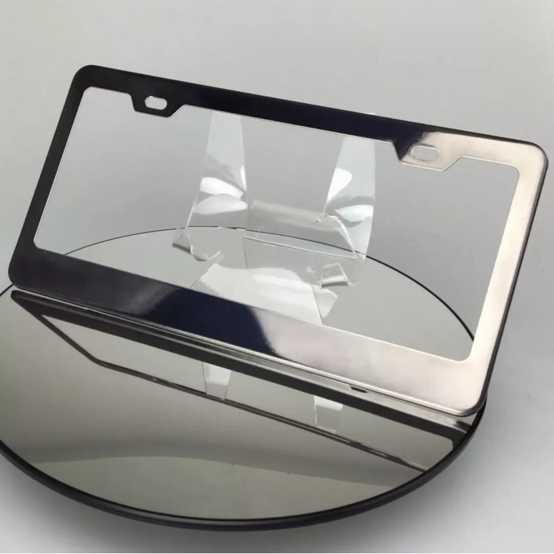 MotorVehicleParts Powder Coated Black Chrome Stainless Steel License Plate Frame