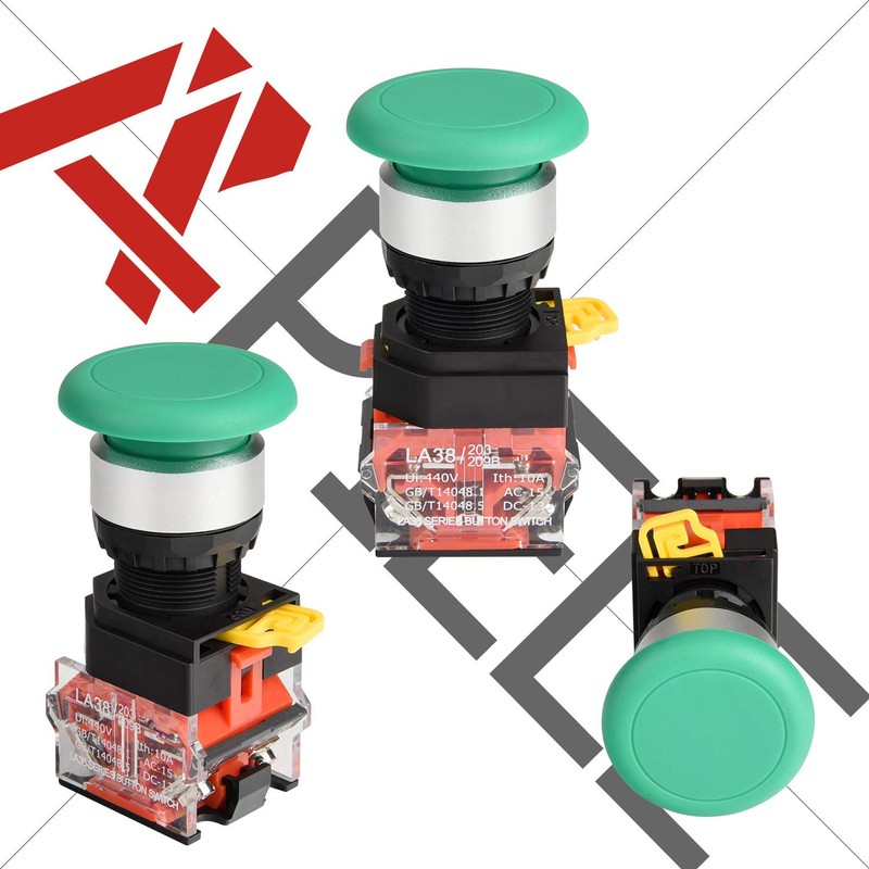 APIELE 22mm Momentary Mushroom Head Push Button Switch 1NO1NC 7/8''