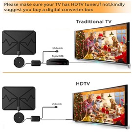 TV Antenna, Amplified HD Digital Long 250+ Miles Range,Signal Booster 16.5FT Coax HD Cable,Digital Antenna for TV Support 4K 1080p HD Indoor