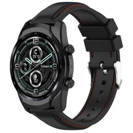 Disscool Replacement Band for Ticwatch Pro Pro 3/Ticwatch Pro 3 LTE,22mm Width Soft Strap for Ticwatch Pro Pro 3/Ticwatch Pro 3 LTE (Black)