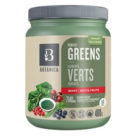 Botanica Botanica Health Perfect Greens Powder Berry Flavour C Chlorella, Spirulina, Barley & Wheat Grass, Vegan, Non-GMO, Gluten-Free, Stevia-Free, 7140 mg greens per Serving, Greens superfood powder and supplement, 50 servings