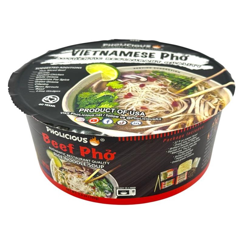 Instant BEEF Pho - PhoLicious Brand - Vietnamese Rice Noodle