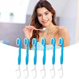 Travel Tooth Brush - Mini Toothbrushes with Toothpaste Tongue Scraper Floss Pick - Toothpaste Toothpick Mini Tongue Scraper for Home Kids Travel Work