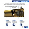 XFORT® Brass 40/55 Euro Cylinder Lock (95mm), Euro Door Barrel
