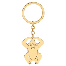 NEWEI Stainless Steel Chimpanzee Keyring Cute Animals Pendant for Women Girls Purse Car Wallet Charms, gold-plated