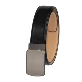 Haggar Men's Leather Dress Belt for Suits and Pants-Classic, Formal, Business, Work, Black Tension Plaque, Small (30-32)