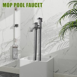 Bidet Stainless Steel Hand Shower Set with Tap Cold Water Wall Mounted Long Tap Mop Tap Bidet Toilet Sprayer for Pet Bath, Body Care, Toilet