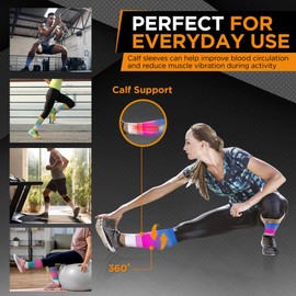 Doc Miller Manga de Compresión Para Pantorrillas (1 par) 20-30 mmHg Medias de Compresión Mangas Para Ejercicio, Recuperación, Dolor, Varices y Calambres en Piernas (Azul Rosa Blanco, Pequeño)