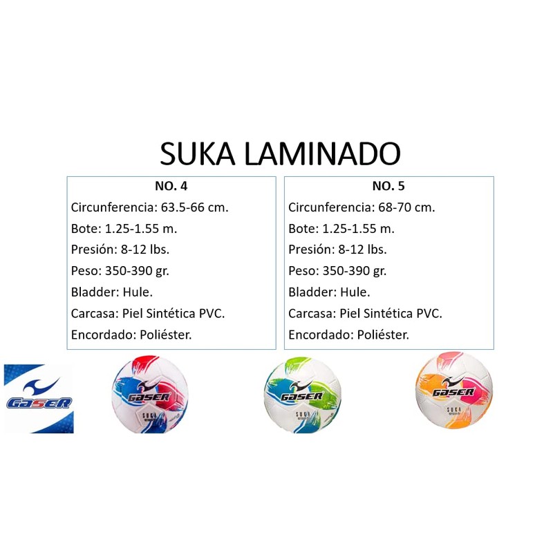 Gaser Balón Fútbol Laminado Modelo Suka (Rosa, Blanco, No. 4)