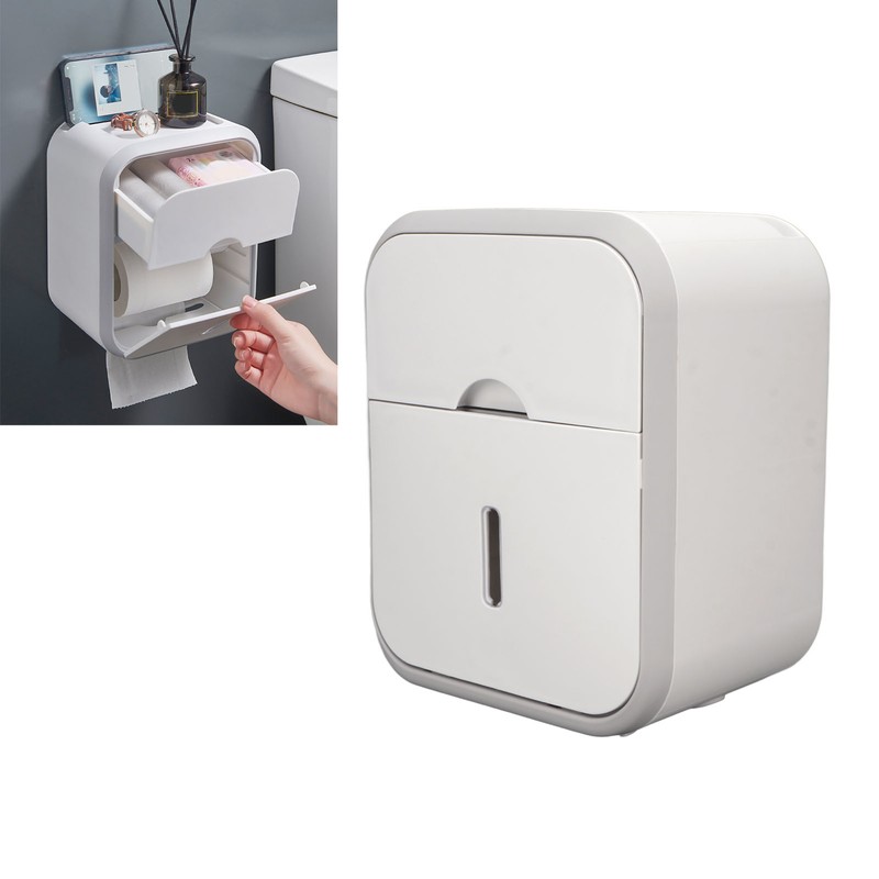 Paper Holder Box Wall Mounted Punching Free Waterproof Paper Towel