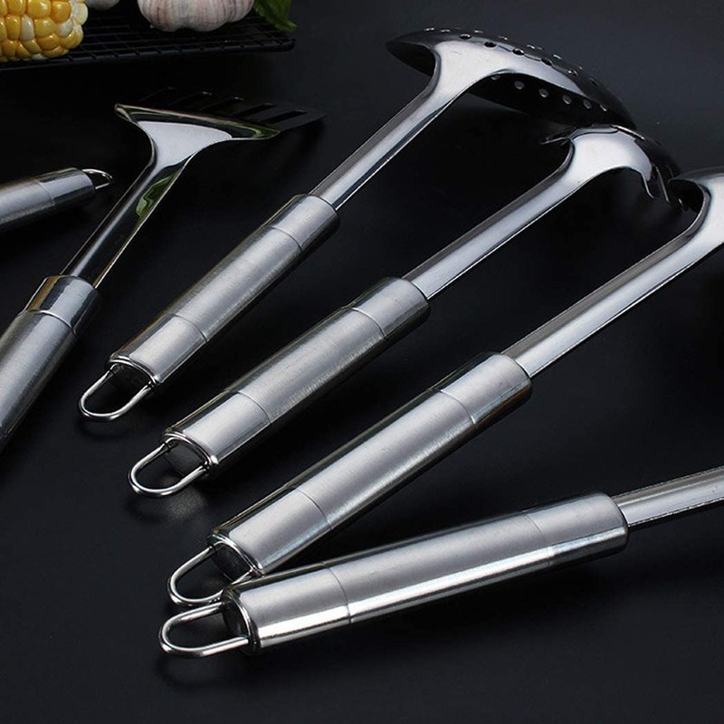 Abcsea 6 Piece Kitchen Utensils Set, Cooking Spoon, Stainless Steel