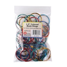 Hygloss Products Book Rings – 1-1/2 Inch Assorted Color Metal Binder Rings, 50 Pack