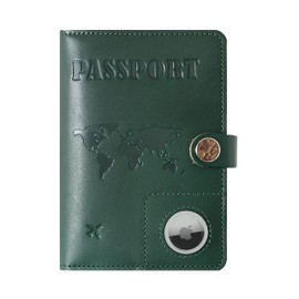 Genuine Leather Passport Holder for Travel Accessories, Passport Book Holder with AirTag Slot, Passport Cover, Credit Card Case, Travel Document Organizer for man