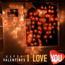 Grandeals 16.4FT 40LED Valentines Day Decor for Home Outdoor Valentines Lights Decoration, 2 Pack 8 Mode Heart Lights Valentines Day Decorations String Lights Battery Operated for Home