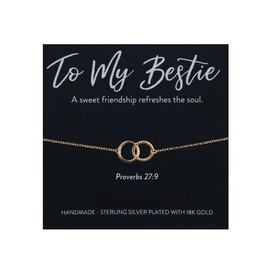18K Gold Plated Double Circle Twist Friendship Bracelet, Christian Friendship Bracelet For Her, Christian Best Friend Bracelet, Proverbs 27:9 Bible Verse Bestie BFF Gift For Her, Loyalty Friend Gift