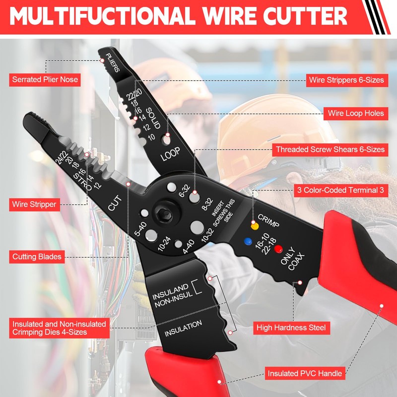 Wire Stripper and Crimping Tool and Wire Cutter, Wire Crimper,