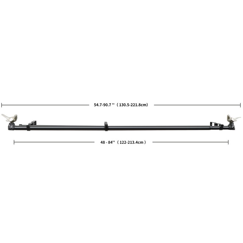 MERIVILLE 1-Inch Diameter Telescoping Double Window Curtain Rod, Pewter Bird
