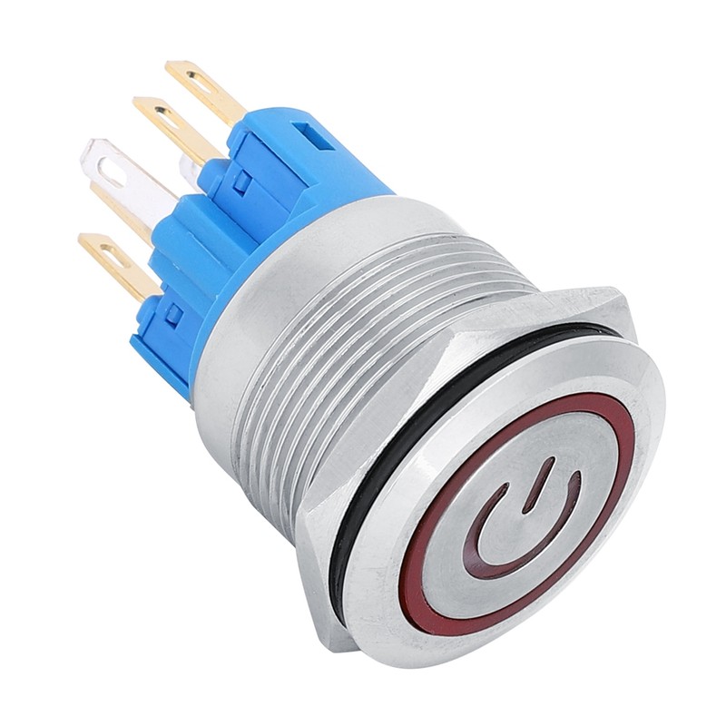 2Pcs DC3-6V 22mm 6-Pin Push Button Switch Stainless Steel Reset
