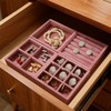 SCIKHEFT Velvet Small Jewelry Tray Organizer - 4PCS Stackable Display