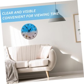 ABOOFAN Large Digital Wall Clock Mute Room Clock Silent Wall-Mounted Beach Decor Wood Material