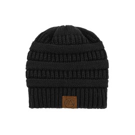 Century Star Satin Lined Beanie Hats for Womens Men Knit Thick Warm Skull Hat Unisex Slouchy Winter Cap Black One Size