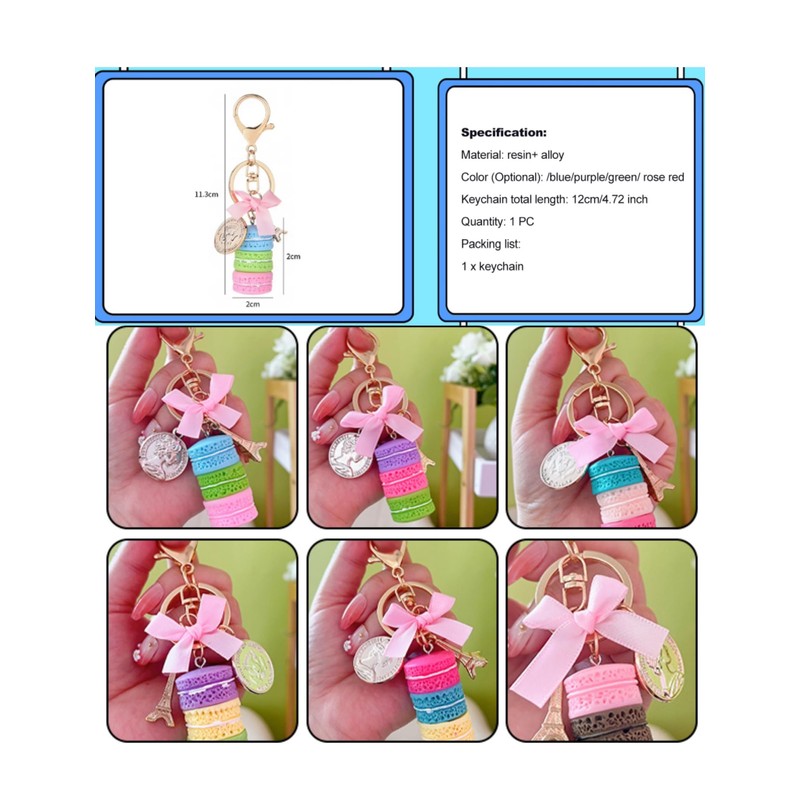HEEPDD Creative Keychain,Macaroon Keychains Alloy Mini Eiffel Tower Pendant Keyring(Total
