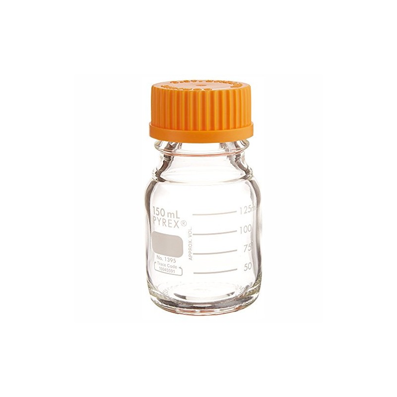 Corning Pyrex® #1395-150, 150mL Round Media Storage Bottles, with GL45
