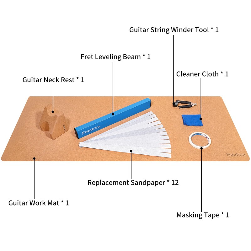 Frautron Guitar Work Mat Kit, Fret Leveling Beam Kit, Luthier